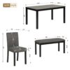 Modern 6 Piece Dining Table Set With Bench And Chairs For Dining Room Or Kitchen - Light Gray / Black - Image 3