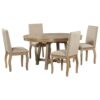 5 Piece Farmhouse Dining Table Set Wood Round Extendable Dining Table And 4 Upholstered Dining Chairs - Natural Wash - Image 14