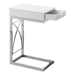 Accent Table, C - Shaped Glossy Contemporary & Modern - White