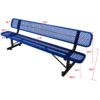 8' Outdoor Steel Bench With Backrest - Blue - Image 3
