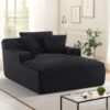 Cloudline - Oversized Chaise Lounge Chair In Soft Corduroy, Modern Comfy Couch With Full Foam Cushioning, Cozy Sleeper Sofabed For Living Room - Black - Image 8
