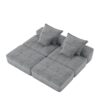Modern Oversized Modular Sectional Sofa With 2 Ottoman And 2 Seat, Sparkling Chenille Fabric Soft Cushion Sofa With 4 Pillows, 4 Pieces Diy Combination Tufted Sofa, No Assembly Required - Gray - Image 23
