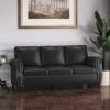 Contemporary 3 Seater Sofa With Nailhead Trim - Black - Image 5