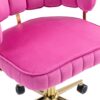 Velvet Home Office Desk Chair, Modern Cute Computer Chair, Wheels Swivel Height Adjustable Task Chair - Rose Red - Image 23