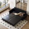 Pull Out Sofa Bed, 3 In 1 Convertible Sleeper Sofa With Nailhead Trim & Rolled Arm, Multi Functional Sofa Bed For Living Room, Bedroom, Apartment, Office - Black - Image 14