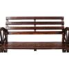 Rustic Country 2 Person Wooden Wagon Wheel Bench With Slatted Seat And Backrest - Brown - Image 13