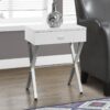 Accent Side Table, Storage Drawer, Glossy Contemporary And Modern - White - Image 5
