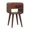 Mini Curved Bedside Table With Lower Slot - Caramel - Image 2