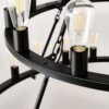 Extra Large Wagon Wheel Chandelier, 2 Tier 36 Lights (No Include) Farmhouse Industrial Round High Ceiling Pendant Light Adjustable Chain, For Dining Room, Living Room, Kitchen - Black - Image 13