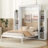 Full Size Murphy Wall Bed With Shelves And LED Lights - White - Image 17