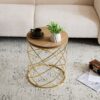 Contemporary Golden Side Table With Top And Metal Frame - Natural / Gold - Image 6