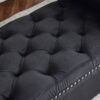 Storage Bench, Queen Velvet Button Bedside Bench, Entryway Living Room With Armrests, Nailhead Trim, Upholstered Bedroom Bench, Bedside Ottoman, Living Room, Entryway - Black - Image 8