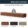 72" Rustic Wood Fireplace Mantel, Wall-Mounted & Floating Shelf For Home Decor - Brown - Image 5