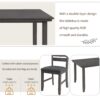 Dining Room Table And Chairs With Bench, Rustic Wood Dining Set (Set of 6) - Gray - Image 14