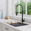 Modern Industrial Style Kitchen Faucet With Pull Down Sprayer Single Handle Stainless Steel - Matte Black - Image 2
