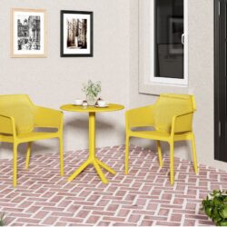 3 Piece Plastic Arm Chair Bistro Grs Premium Ocean Plastic - Mustard