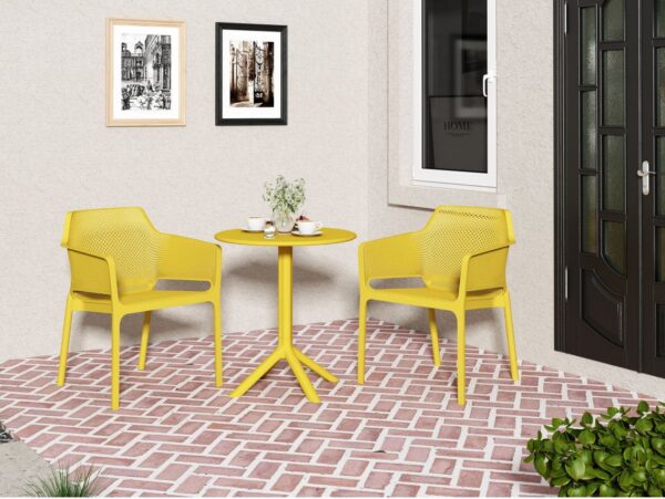 3 Piece Plastic Arm Chair Bistro Grs Premium Ocean Plastic - Mustard