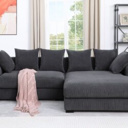 Naomi - 3 Piece Upholstered Sectional - Dark Gray