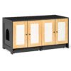Double Litter Box Enclosure, Cat Litter Box Enclosure For 2 Cats, Hidden Litter Box Furniture With Rattan Doors - Black - Image 9