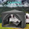 10'X10' Folding Canopy With 4 Removable Sidewalls Outdoor Event Shelter UPF 50+ Gazebo Portable Tents For Parties Beach Camping Wedding Ez Pop Up Canopy 4 Pieces Weight Bag + Carry Bag - Black - Image 3
