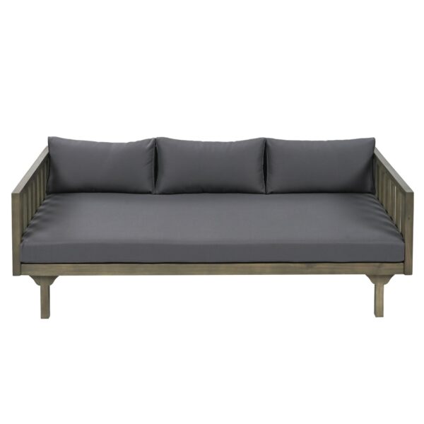 Claremont - 3 Seater Daybed With Slat Paneling And Water Resistant Cushions - Gray