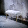 Bagley II - Faux Fur Bench - White / Gold - Image 10