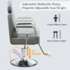 Premium Reclining Barber Chair Salon Chair For Hair Stylist With Heavy Duty Hydraulic Pump, 360° Rotation, Tattoo Chair Shampoo Beauty Salon Equipment, Max Load Weight 400 Lbs - Gray - Image 4