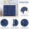 Bathroom Vanity, Transitional Style Bathroom Cabinet With Resin Sink, Single Bathroom Cabinet, With 2 Drawers And 1 Adjustable Storage Shelf, 2 Soft-Close Doors - Navy Blue - Image 4