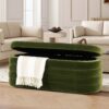 Fuji - Upholstered Oval Storage Bench - Olive Green - Image 8