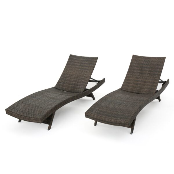 Salem - Wicker Chaise Lounge Chair Set With Faux Rattan Material - Mocha
