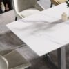 63" Modern Artificial Stone White Straight Edge Black Metal Leg Dining Table - White / Black - Image 8