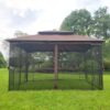 13 0 Outdoor Patio Gazebo Canopy Tent With Ventilated Double Roof And Mosquito Net (Detachable Mesh Screen On All Sides) Suitable For Lawn Garden Backyard And Deck Top - Brown - Image 9