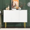 Modern Simple & Luxury Style Sideboard Particle Board & Board Cabinet With Gold Metal Legs & Handles, Adjustable Shelves For Living Room, Dining Room - White - Image 3