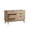 Nordica - 6 Drawer Master Dresser With Interlock Drawer Feature Drawer Slide And Interlock Pre-Assembly, Wide Dressers For Bedroom 6 Deep Drawers For Closet Organizer - Natural Oak - Image 4