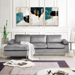 Shannon - Velvet Sectional Sofa With Chaise - Gray