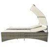 Patio Daybed Outdoor Daybed Sun Lounger With Shelter Roof With Adjustable Backrest, Storage Box And 2 Cup Holders For Patio, Balcony, Poolside - Cream - Image 23