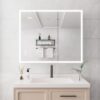 Bathroom Medicine Cabinet With Lights, LED Medicine Cabinet With Mirror, Double Door Lighted Medicine Cabinet With Defogger, Dimmer, Clock & Temp Display, 2 Outlets & USB Ports - Silver - Image 9