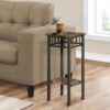 Accent Table Plant Stand Square Marble Look - Espresso - Image 4
