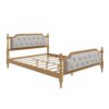 Traditional Style Solid Bed Frame With Upholstered Tufted Headboard, No Box Spring Needed, Queen Size - Antique Walnut - Image 7