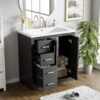 Bathroom Vanity With Ceramic Sink Combo, Frame Bathroom Storage Cabinet, Freestanding Vanity Set With 3 Drawers & Soft Closing Doors - Black - Image 4