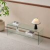 Clear Glass TV Table, Tempered Glass Stand For Living Room Decor - Transparent - Image 2