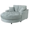 Modern Chaise Lounge Sofa Bed Upholstered Sofa Couch With Tufted Seat And Detachable Pillows For Living Room - Misty Green - Image 13