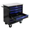 6 Drawer Multifunctional Tool Cart With Wheels - Black / Blue - Image 9