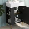 Bathroom Vanity, Combo Cabinet, Bathroom Storage Cabinet, Single Ceramic Sink, Left Side Storage - Black - Image 19