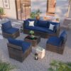 14 Pack Cushion Covers For 7 Piece Wicker Rattan Sectional Sofa (6 Seater), Outdoor Seat And Back Slipcovers With Zippers - Navy Blue - Image 7