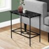 Accent Side Table, Narrow, Small, 2 Tier, Marble Look Contemporary & Modern - Black - Image 5
