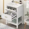 Bathroom Vanity With Top Sink, Modern Bathroom Storage Cabinet 2 Drawers, Single Sink Bathroom Vanity - White - Image 25