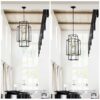 8 Light Metal Lantern Tiered Pendant Hanging Light Fixtures, Industrial Farmhouse Adjustable Height Chandeliers For Dining Room Hallway Foyer Entryway (E12 Bulbs Not Included) - Matte Black / Gold - Image 6