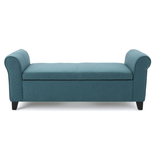 Hayes - Contemporary Armed Storage Bench With Rolled Arms - Teal
