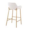 Daniella - Contemporary / Glam Fixed Height Bar Stool (Set of 2) - Gold / White - Image 4